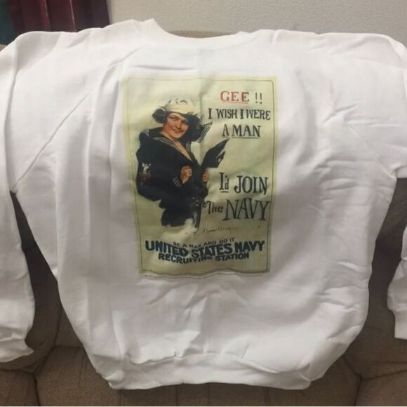 COPY - "Gee, I Wish I Were A Man, I'd Join The Navy" Vintage Men's Sweatshirt W… - Picture 1 of 3